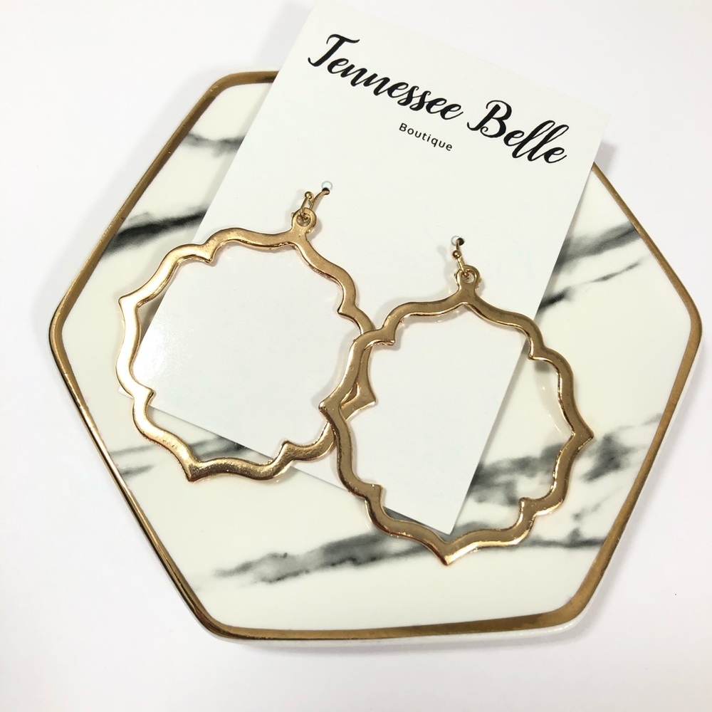 Gold Quatrefoil Dangle Boutique Earrings
